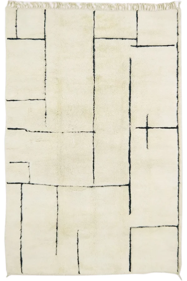 Beiger Berber Teppich mit dunkelblauem Muster. Flauschiger Berber Teppich. Hamburg , Middleway Gallery, Online Shop
