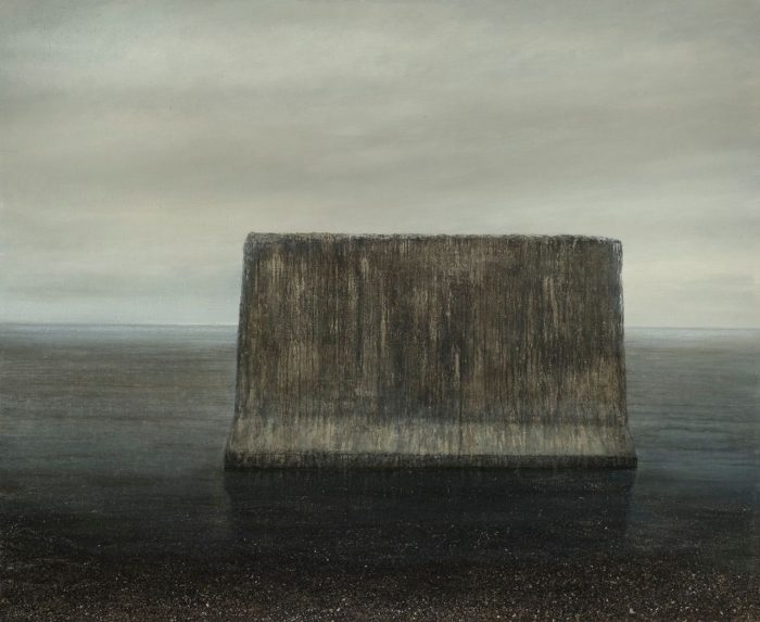 Silence, Oil on Canvas, Middleway Gallery, Online Shop, Hamburg, Ruhe, Stille, Grauer Brocken, Stein, Ölgemälde