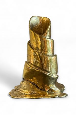 Melting Messing Kerzenständer, aus Messing gefertigter Kerzenständern, er schient zu schmelzen, goldfarbenes Metall - MIDDLEWAY GALLERY Hamburg